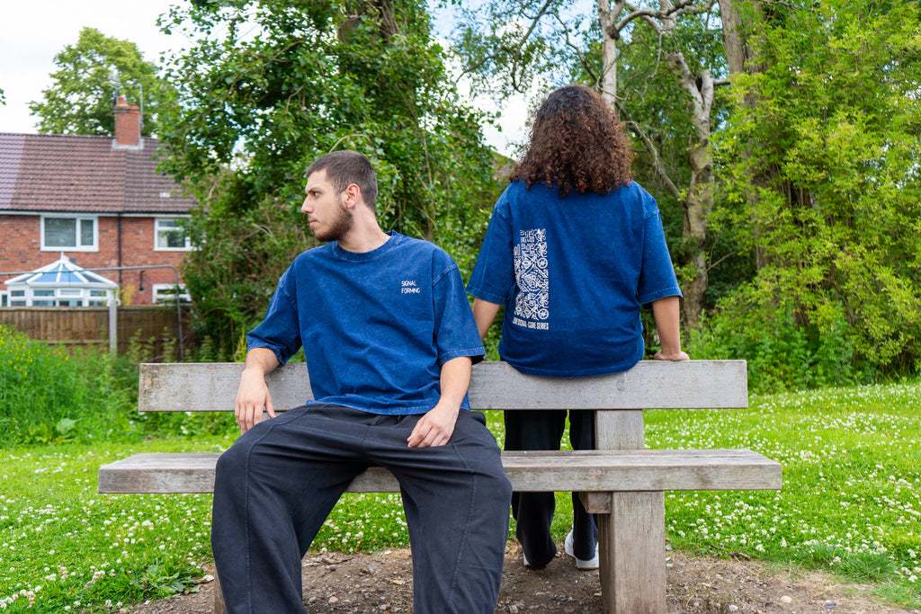 SIGNAL FORMING TEE -BOXY Mineral Wash Heavy Weight 275 gsm Blue